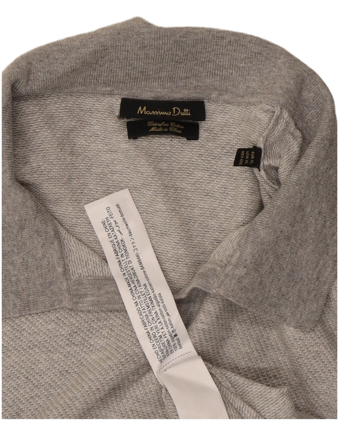 Polo da uomo a maniche corte Massimo Dutti XL in cotone grigio classico