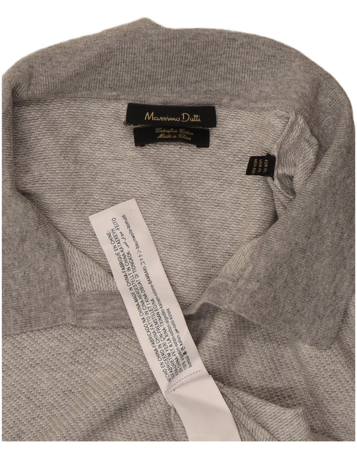 Polo da uomo a maniche corte Massimo Dutti XL in cotone grigio classico