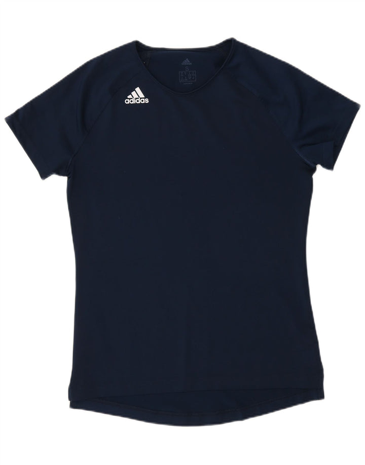T-shirt da donna Adidas Top UK 8/10 Small blu navy in poliestere