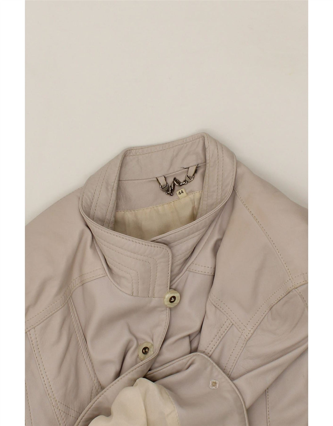 VINTAGE Womens Leather Coat EU 44 XL Beige Leather Vintage Vintage and Second-Hand Vintage from Messina Hembry 
