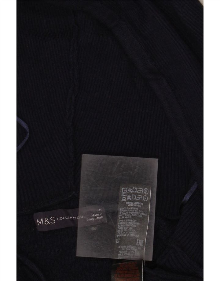 MARKS & SPENCER Maglione cardigan da donna vestibilità ampia UK 14 Medio Blu Navy