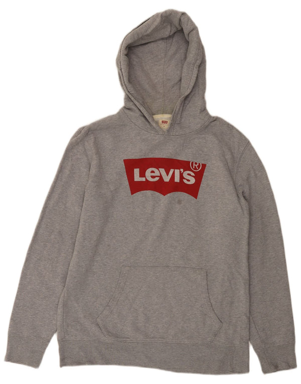 Maglione con cappuccio grafico da uomo Levi's in cotone chiazzato grigio medio