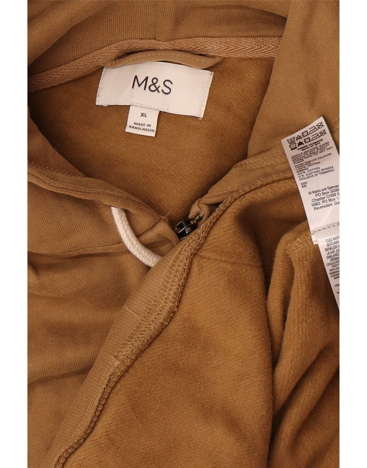 Maglione con cappuccio e zip da uomo Marks & Spencer XL in cotone beige