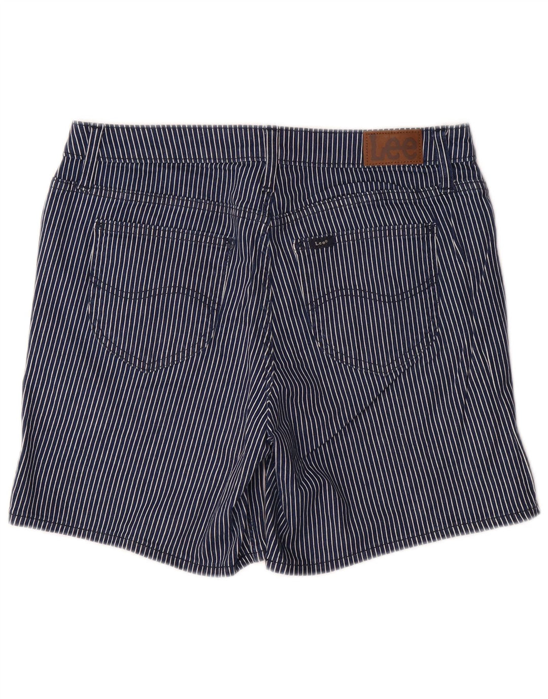 Pantaloncini casual da donna a vita media LEE US 12 grandi W32 blu navy gessato