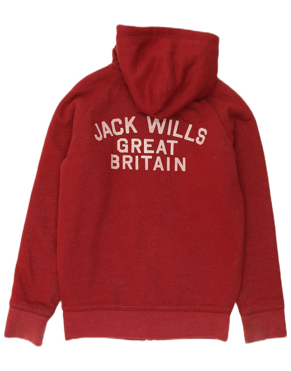 Jack Wills Mens Graphic Zip Hoodie Sweater Small Red Cotton