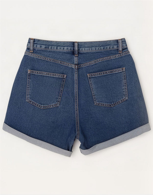 Topshop Pantaloncini di jeans plissettati da donna UK 10 Small W28 Blu Cotone