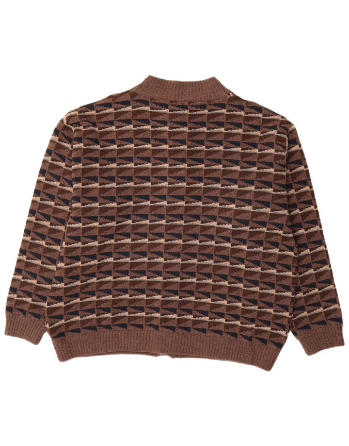 Maglione Cardigan Uomo Mazzonetto XL Marrone Geometrico