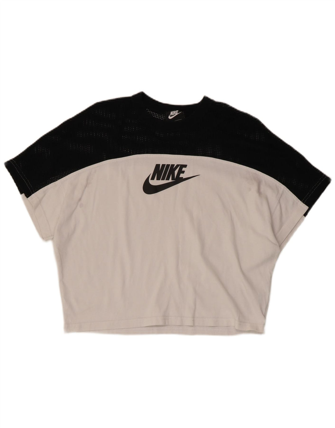T-shirt grafica corta da donna NIKE Top UK 10 Small White Colourblock