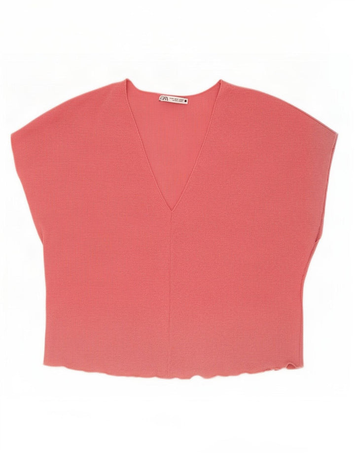 Top Blusa Donna Zara UK 14 Rosa Medio