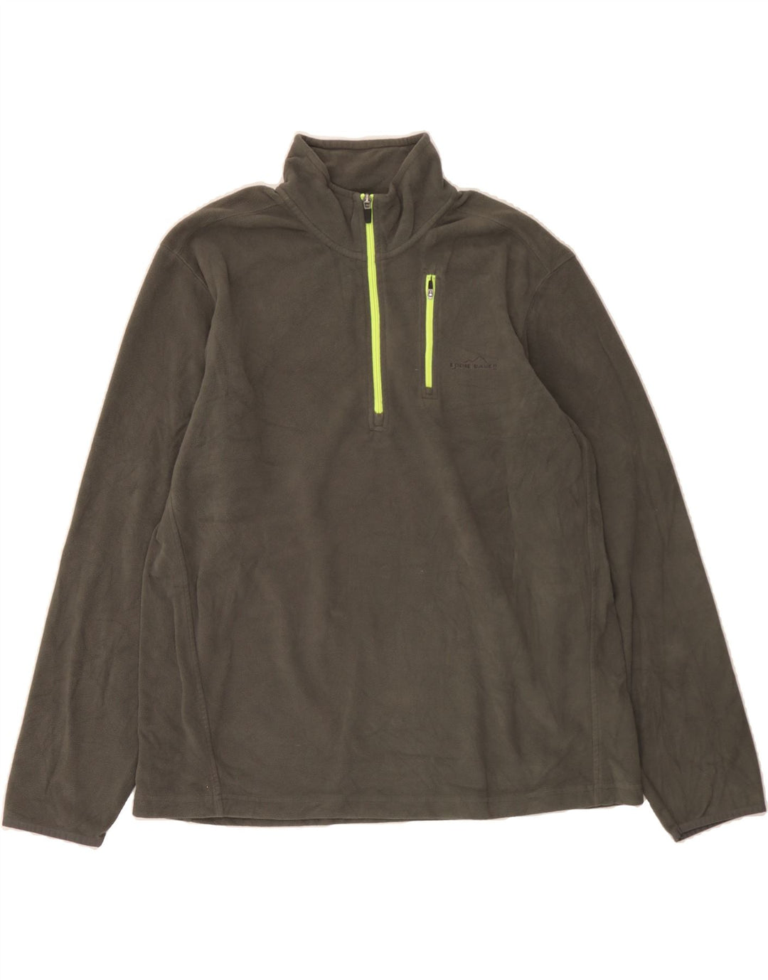 EDDIE BAUER Mens Zip Neck Fleece Jumper XL Khaki Polyester Vintage Eddie Bauer and Second-Hand Eddie Bauer from Messina Hembry 