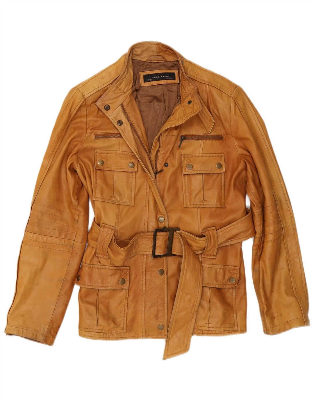 Giacca in pelle da donna Zara UK 18 XL Beige