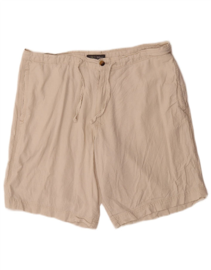 Pantaloncini chino da uomo Marks & Spencer W38 XL lino bianco sporco