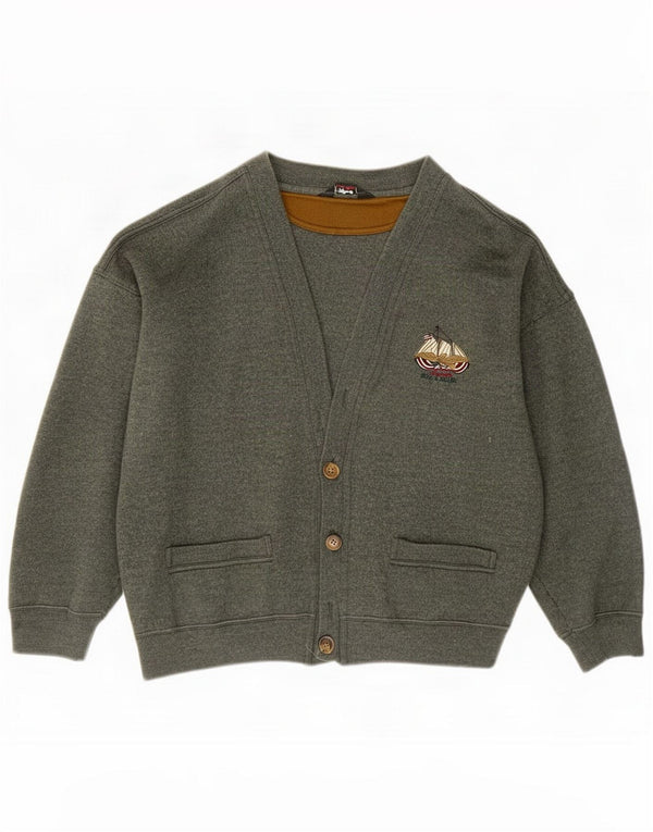 Paul & Shark Maglione cardigan da uomo grande verde lana vergine