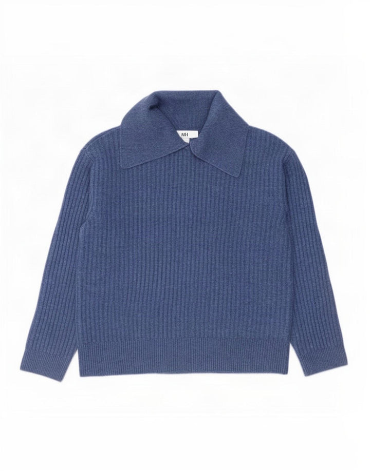 Maglione maglione oversize con collo a polo da donna Marks & Spencer UK 10 piccolo blu