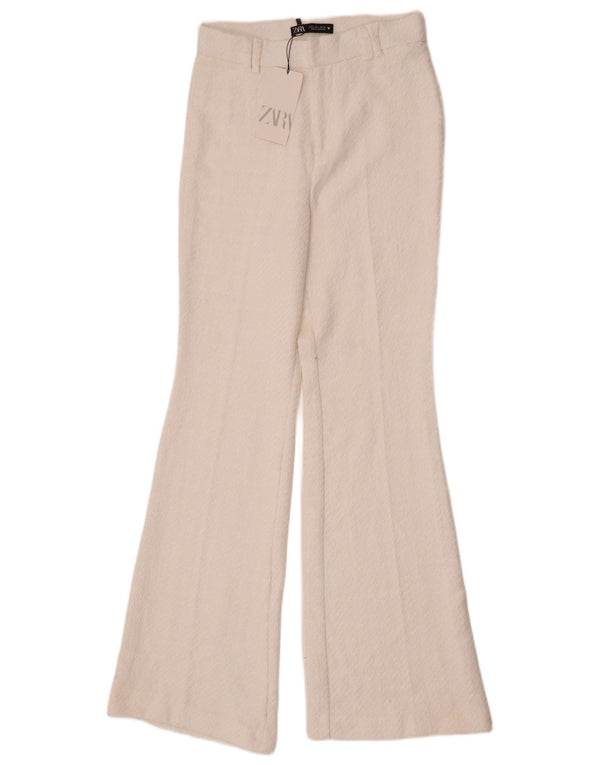 Pantaloni casual svasati da donna Zara piccoli W26 L32 cotone bianco