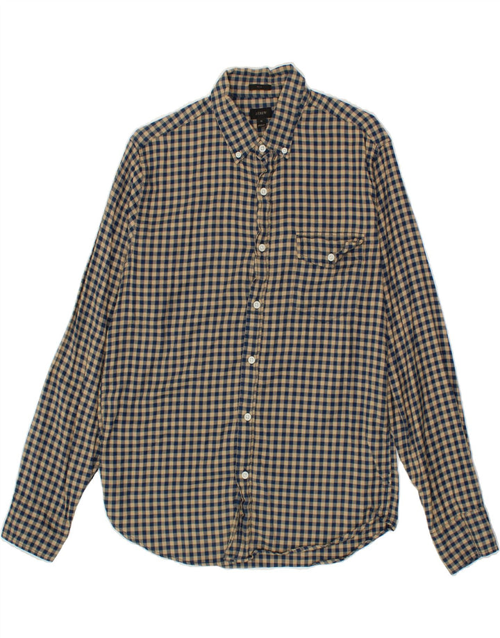 J. CREW Mens Slim Shirt Medium Beige Gingham Cotton Vintage J. Crew and Second-Hand J. Crew from Messina Hembry 