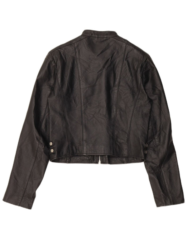 Giacca Biker in Pelle Crop Donna Conbipel IT 44 Media Pelle Nera