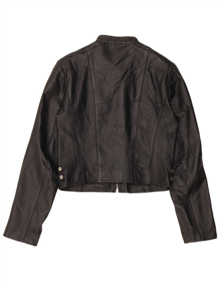 Giacca Biker in Pelle Crop Donna Conbipel IT 44 Media Pelle Nera