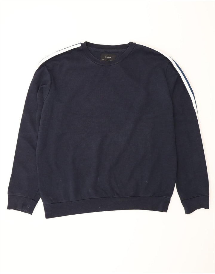 Felpa Zara da uomo maglione XL blu navy color block