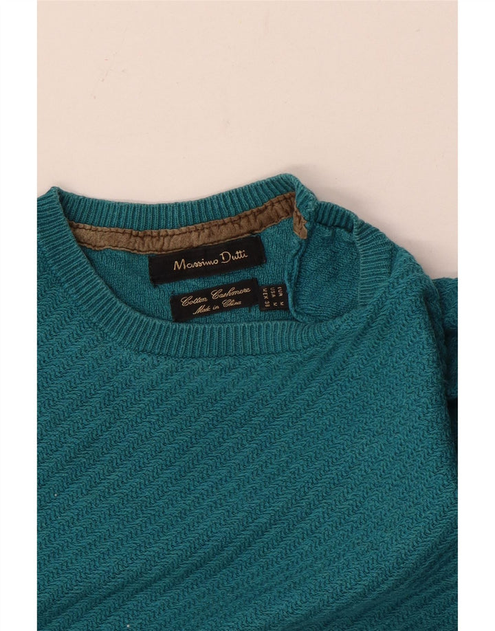 Maglione maglione girocollo da uomo Massimo Dutti in cotone blu medio