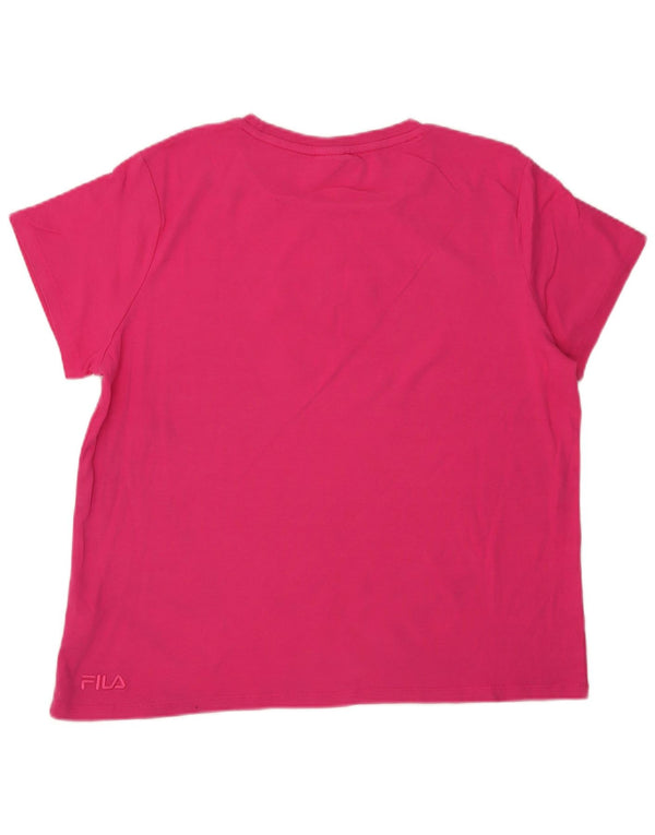 Fila Womens Graphic T-Shirt Top UK 18 XL Pink Cotton