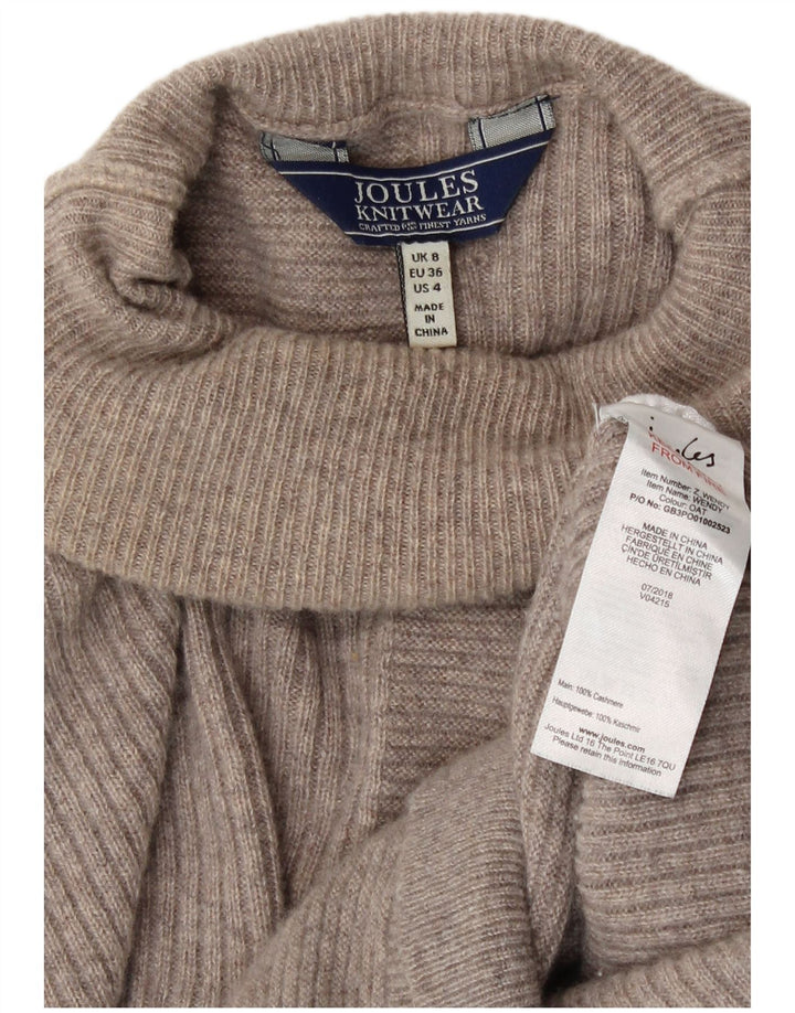 Maglione maglione oversize da donna Joules con collo alto UK 8 piccolo cashmere beige
