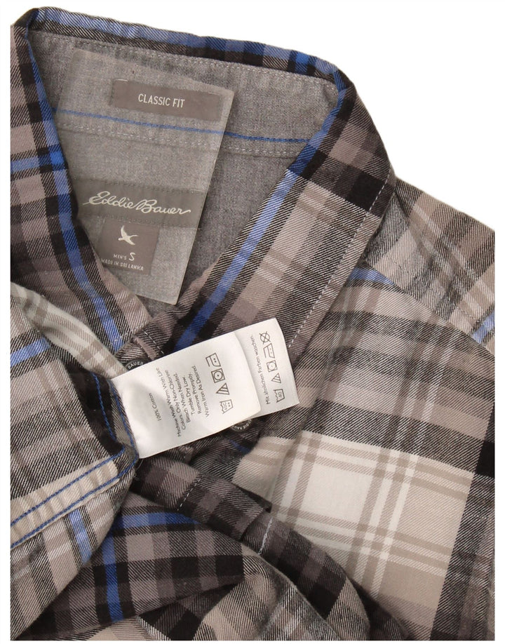 Eddie Bauer Camicia da uomo in flanella dal taglio classico, piccolo cotone a quadri grigi