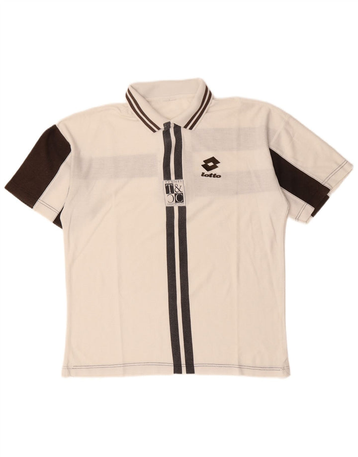 Polo grafica da uomo LOTTO color block bianco medio