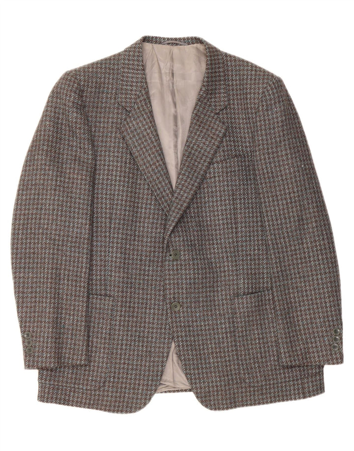 Giacca blazer da uomo a 2 bottoni VINTAGE UK 38 pied de poule grigio medio