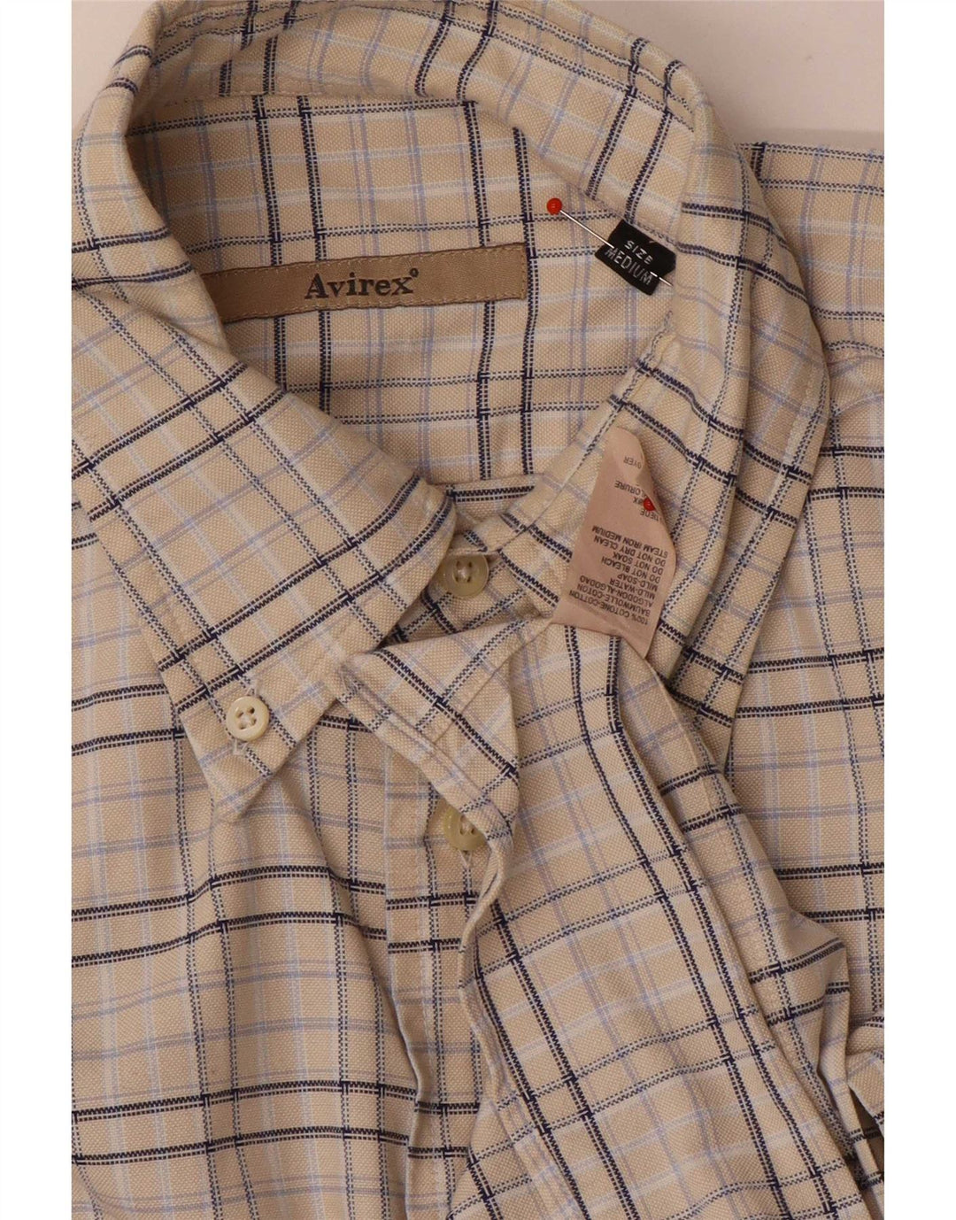 Camicia da uomo in flanella Avirex, cotone a quadri beige medio