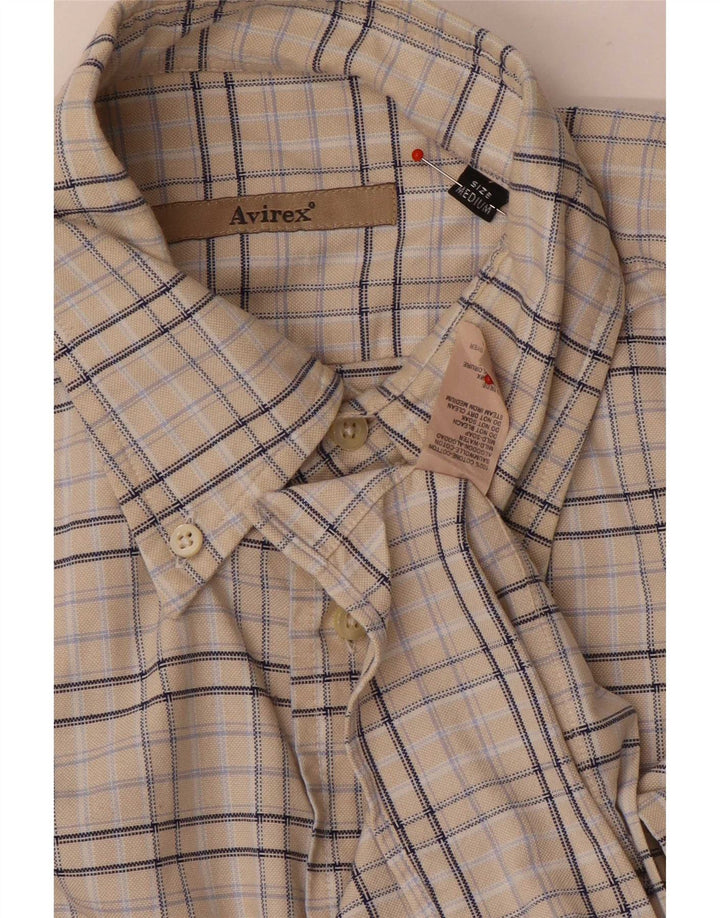 Camicia da uomo in flanella Avirex, cotone a quadri beige medio