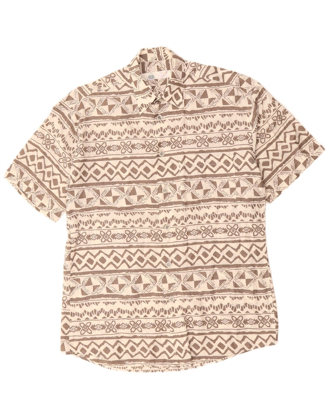 Camicia a maniche corte da uomo NEW FAST taglia 39/40 Viscosa geometrica beige medio