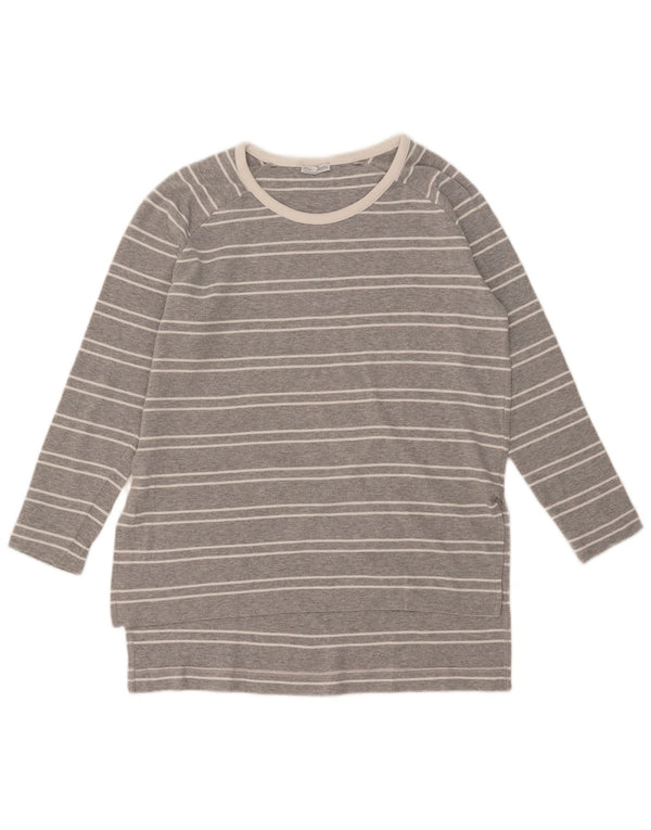 Top Zara da donna a maniche lunghe UK 14 grigio medio a righe