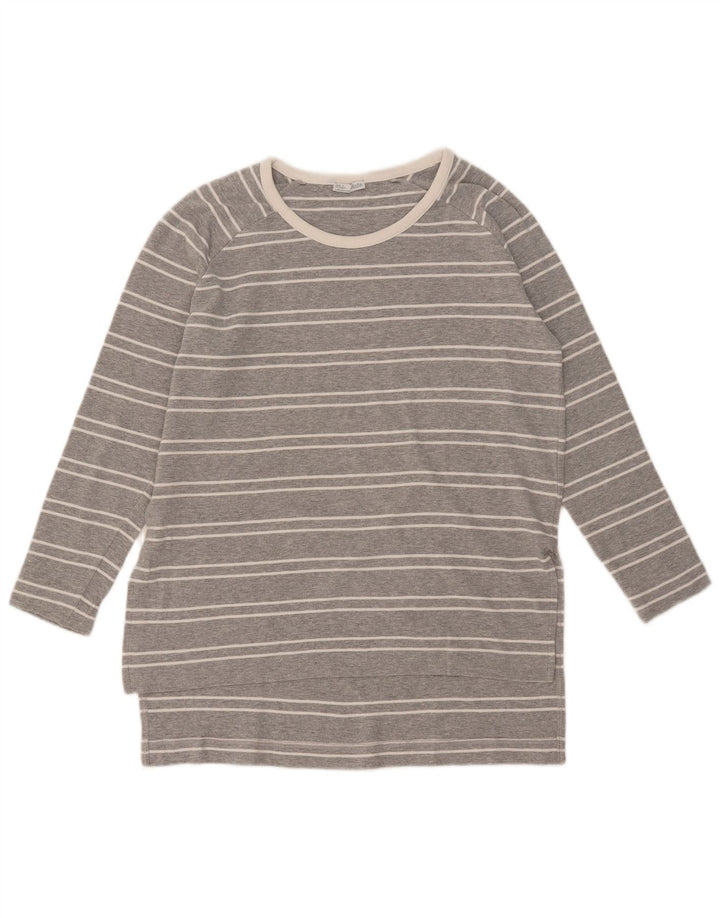 Top Zara da donna a maniche lunghe UK 14 grigio medio a righe