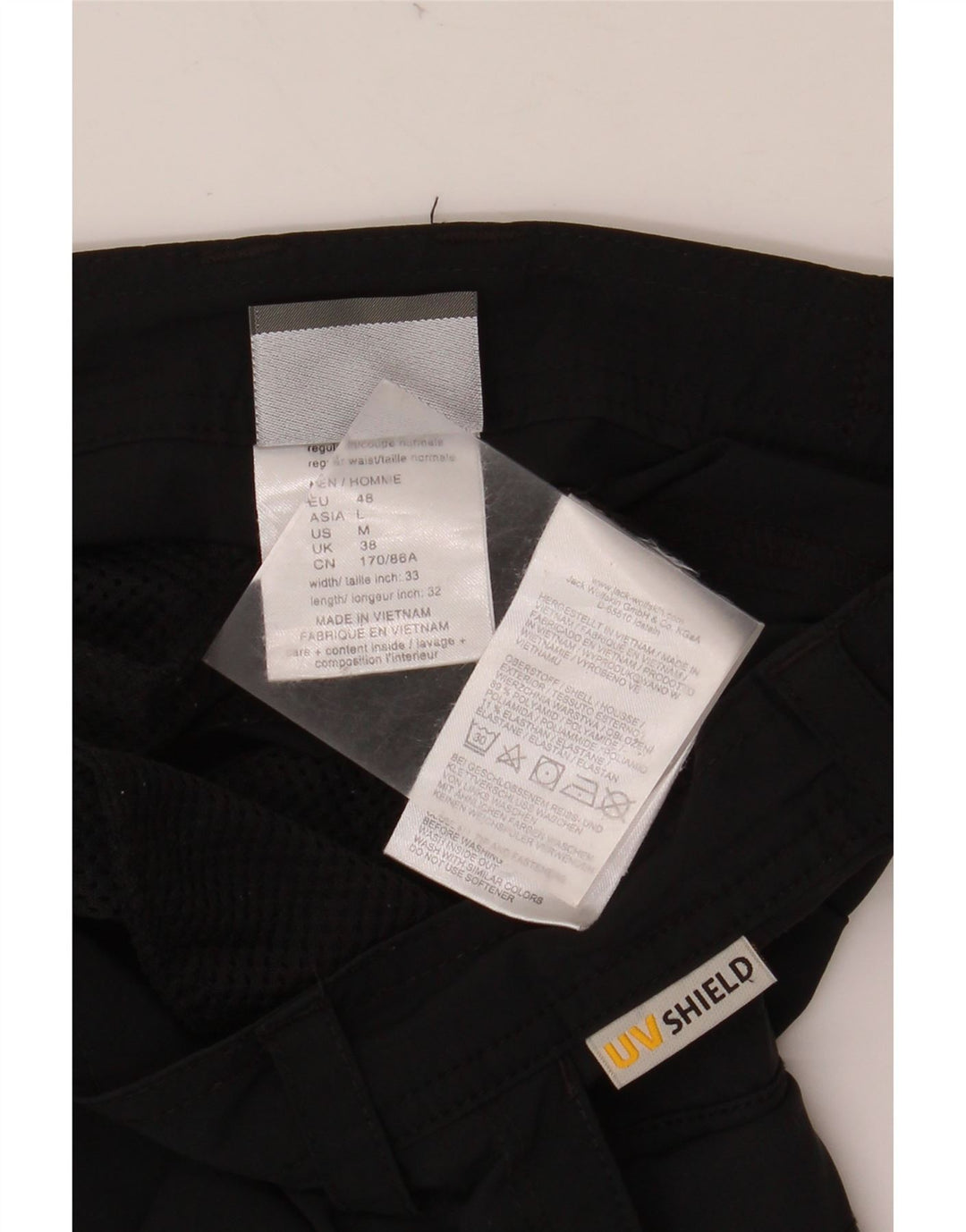 JACK WOLFSKIN Pantaloni cargo dritti da uomo UK 38 Medio W33 L28 Nero