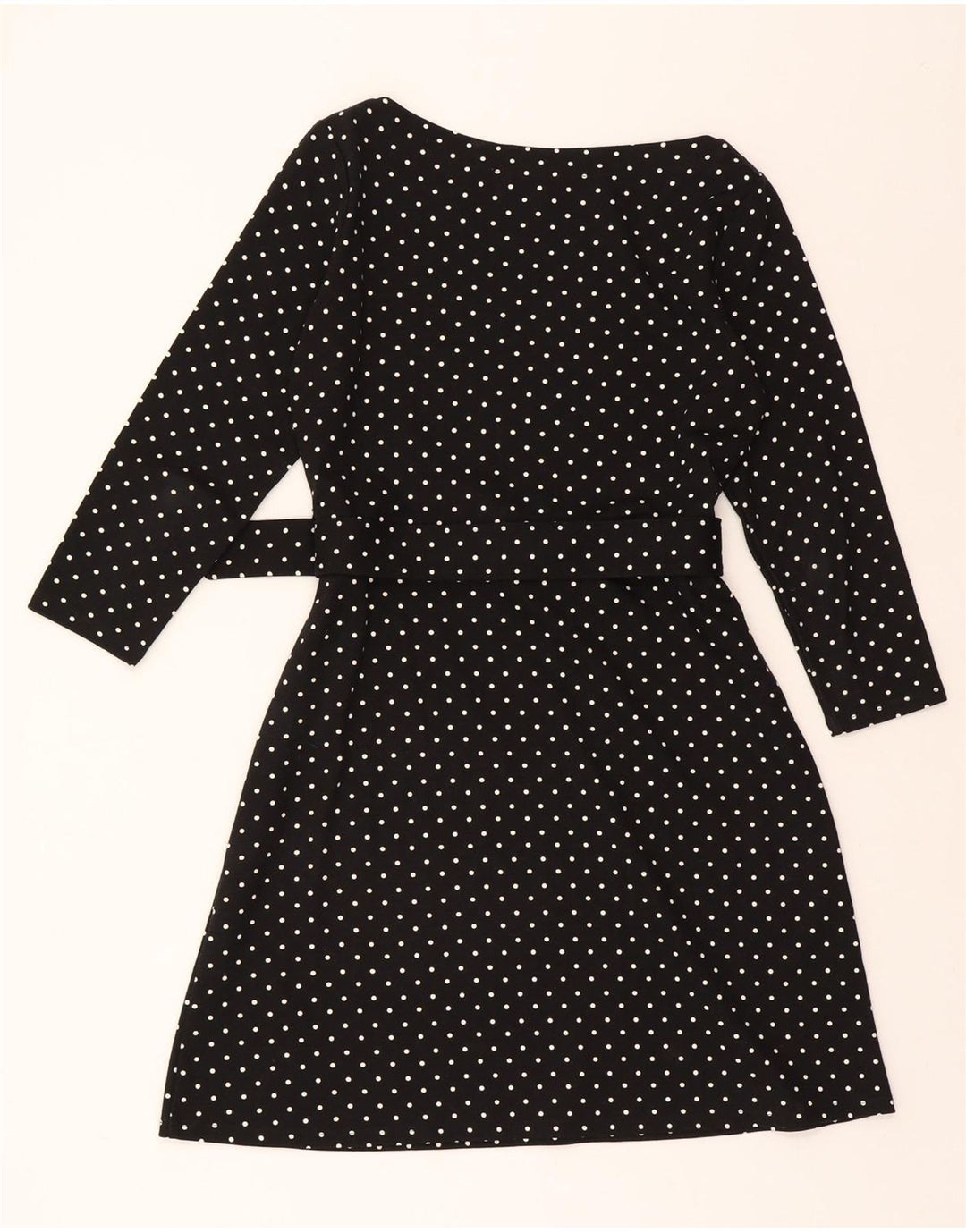 WAREHOUSE Womens 3/4 Sleeve A-Line Dress UK 12 Medium Black Polka Dot Vintage Warehouse and Second-Hand Warehouse from Messina Hembry 