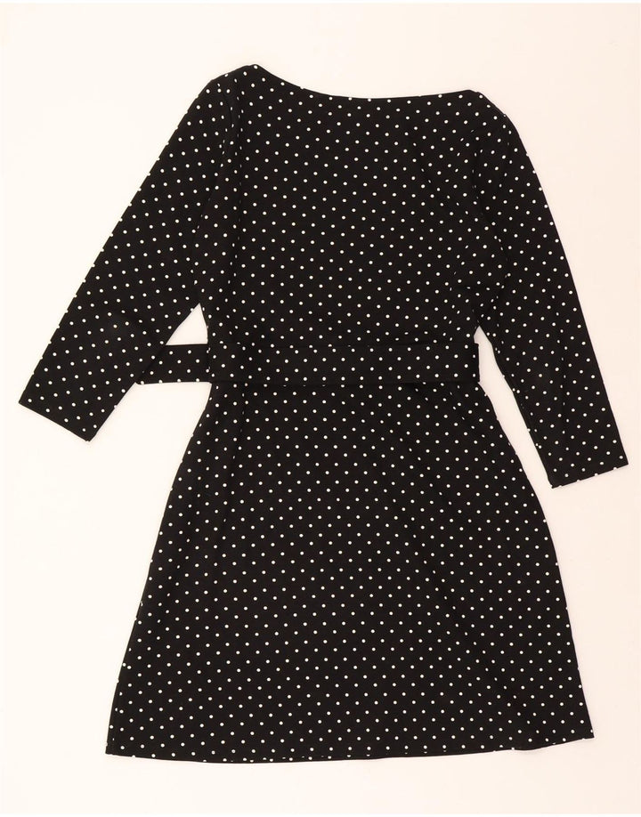 WAREHOUSE Womens 3/4 Sleeve A-Line Dress UK 12 Medium Black Polka Dot Vintage Warehouse and Second-Hand Warehouse from Messina Hembry 