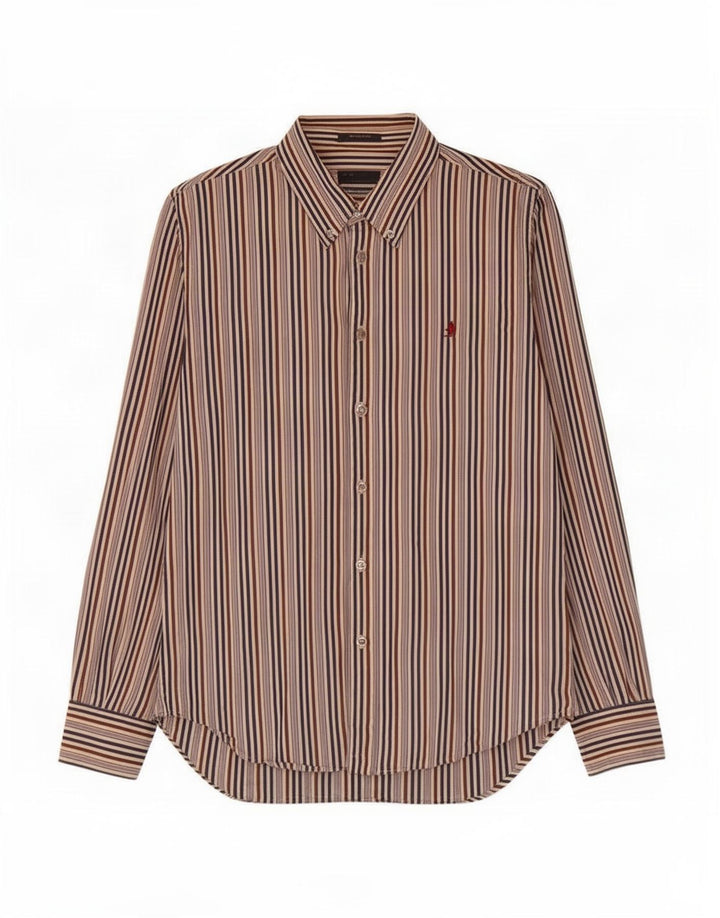 Camicia da uomo Marlboro Classics grande in cotone gessato multicolore