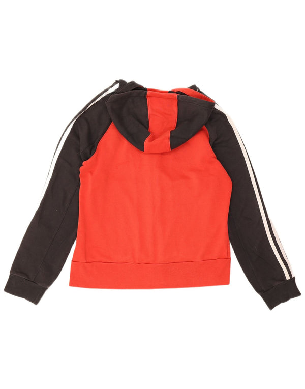 Maglione con cappuccio e zip da donna Adidas UK 14 Cotone color block rosso medio