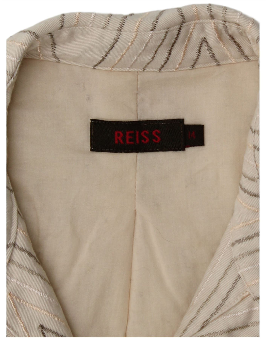 REISS Womens Bomber Jacket UK 14 Medium White Argyle/Diamond Cotton