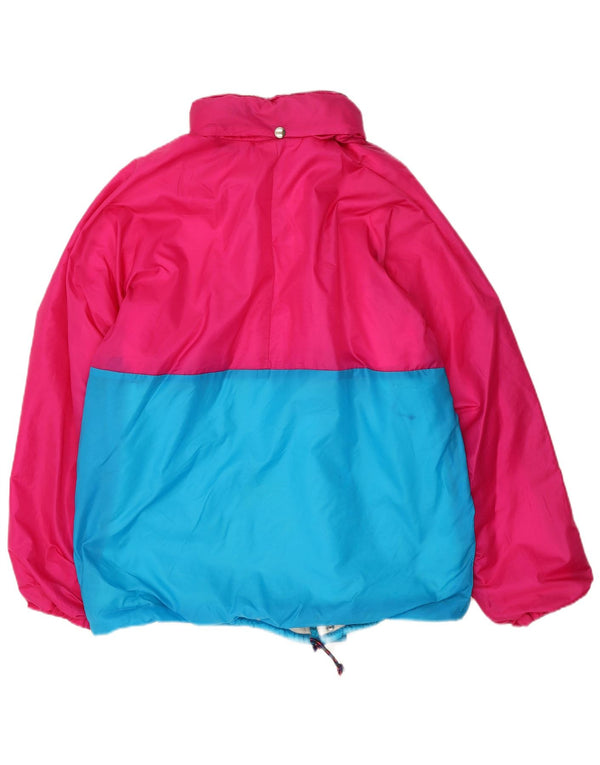 Giacca a vento vintage da uomo con cappuccio UK 40 Large Pink Colourblock