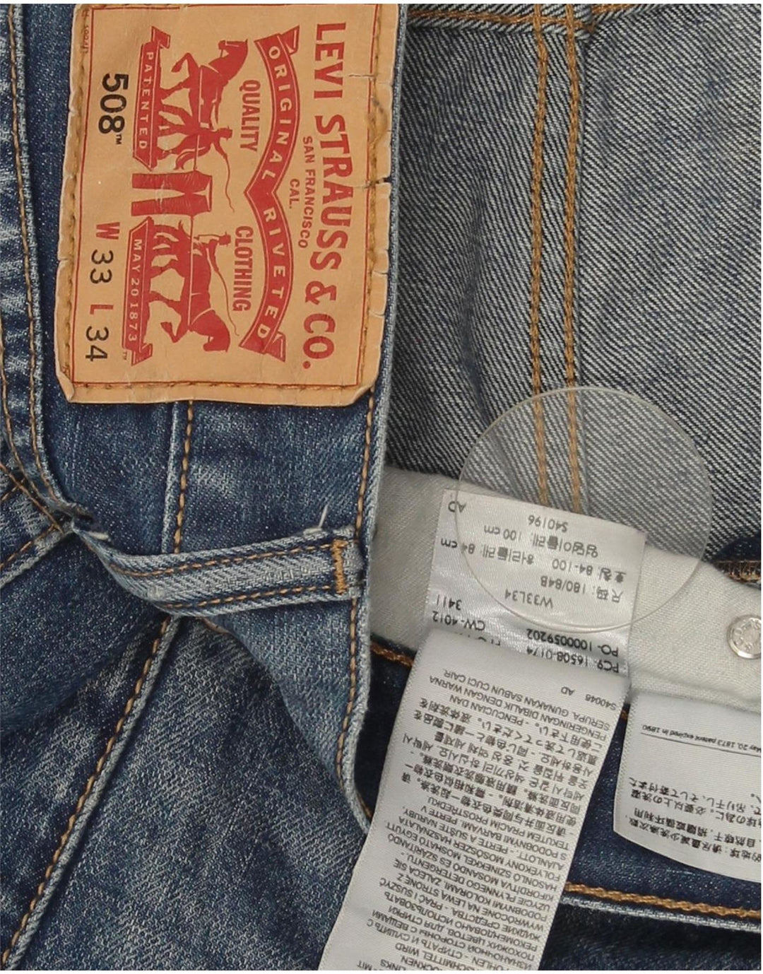 Levi's Uomo 508 Regular Tapered Jeans W33 L34 Cotone Blu