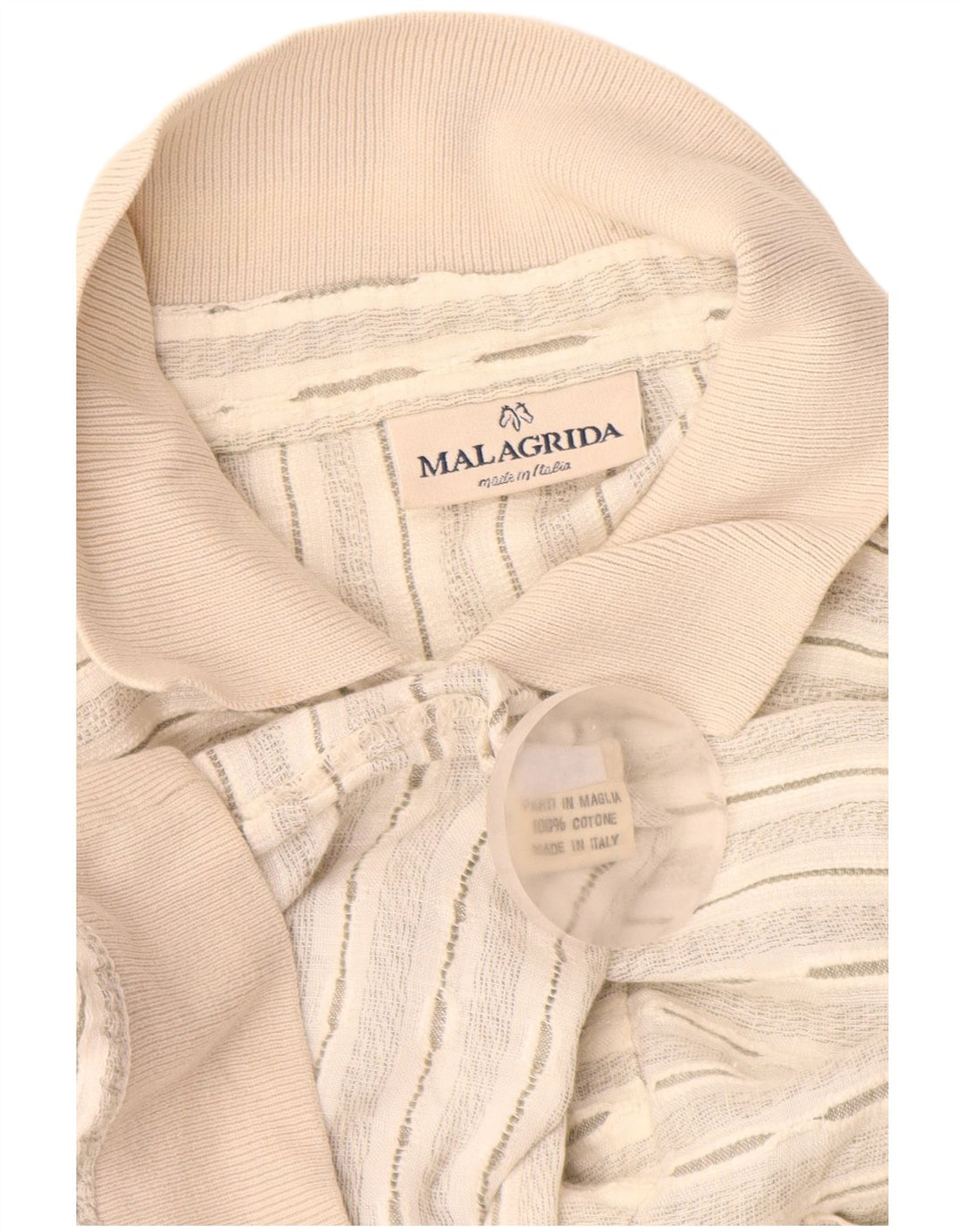 Maglia pullover da uomo a maniche corte Malagrida in cotone a righe beige medio