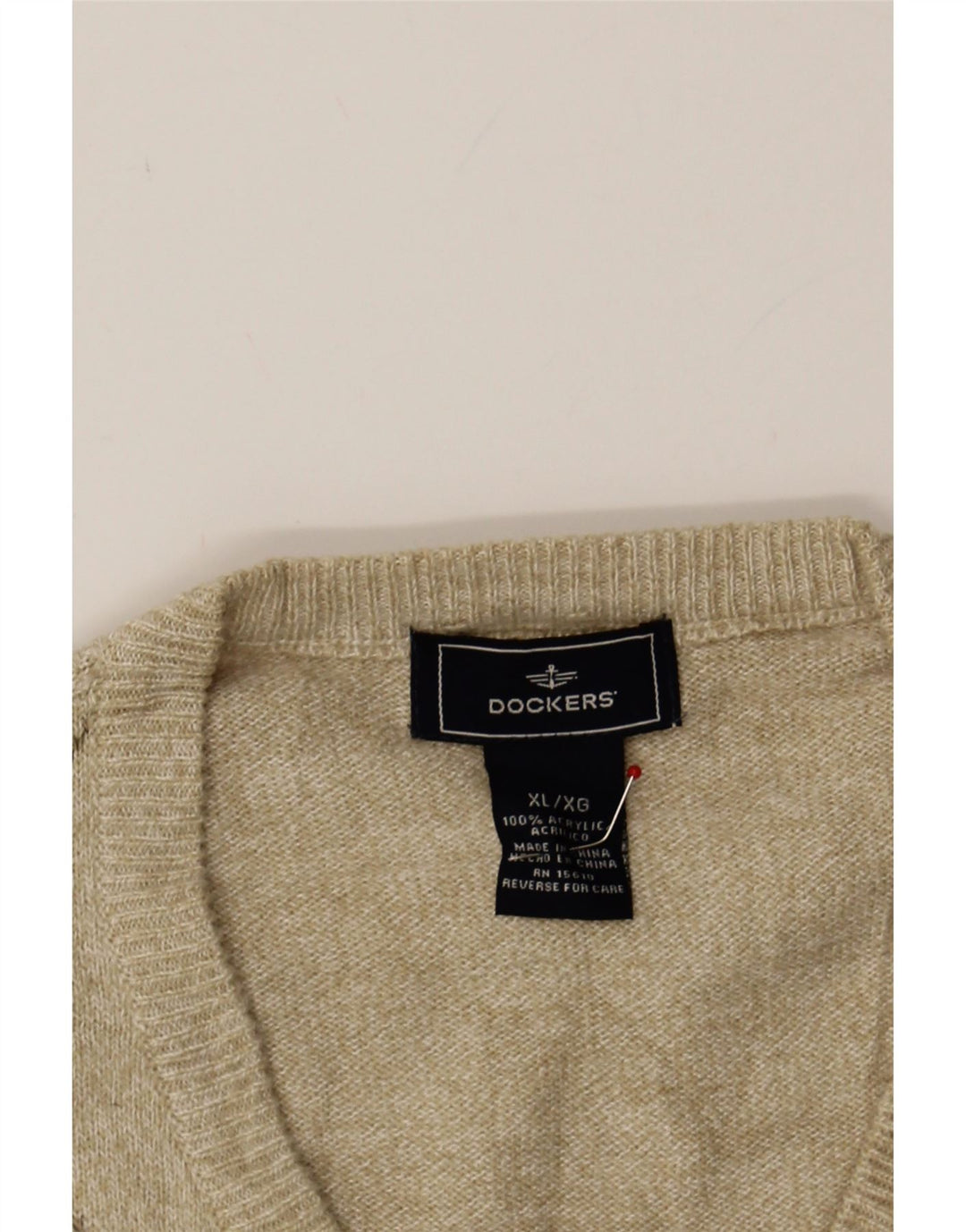 DOCKERS Mens Vest Tank Top XL Beige Argyle/Diamond Acrylic Vintage Dockers and Second-Hand Dockers from Messina Hembry 