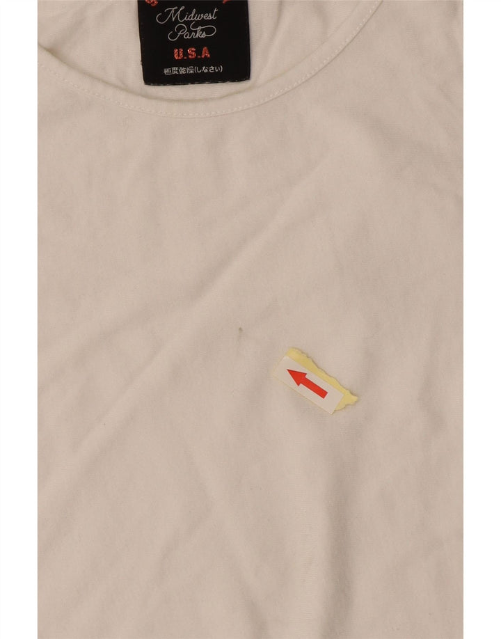 T-shirt da donna con vestibilità regolare Superdry UK 6 XS in cotone bianco sporco