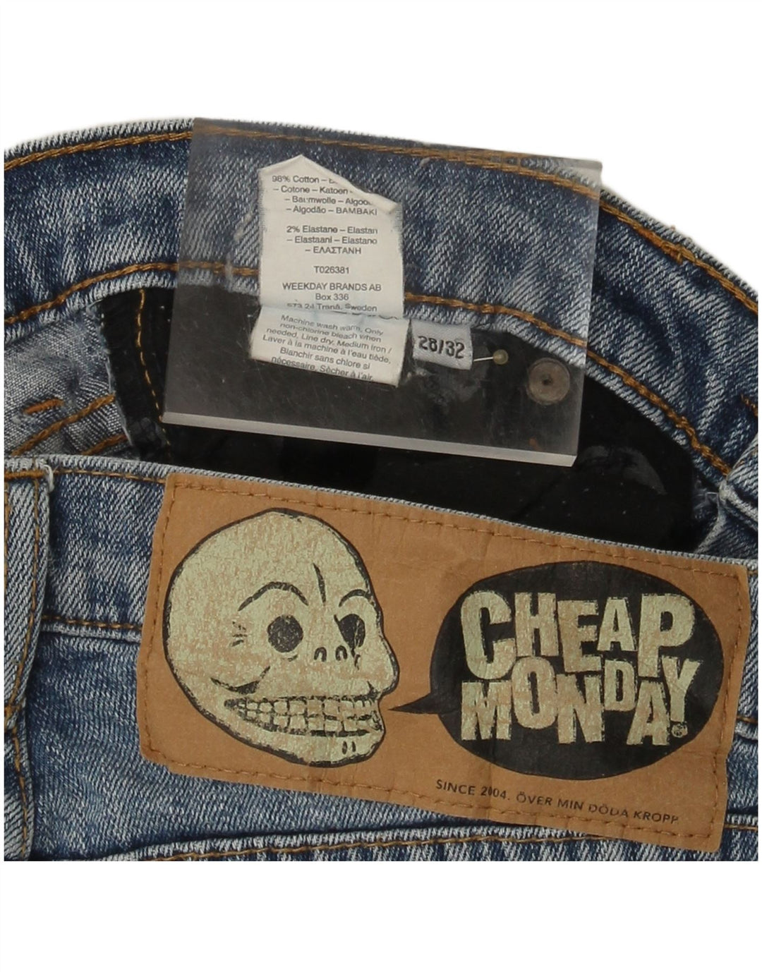 CHEAP MONDAY Jeans slim da uomo W28 L32 cotone blu