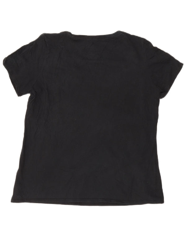 NIKE T-shirt grafica da donna con taglio atletico Top UK 16 Large in cotone blu navy