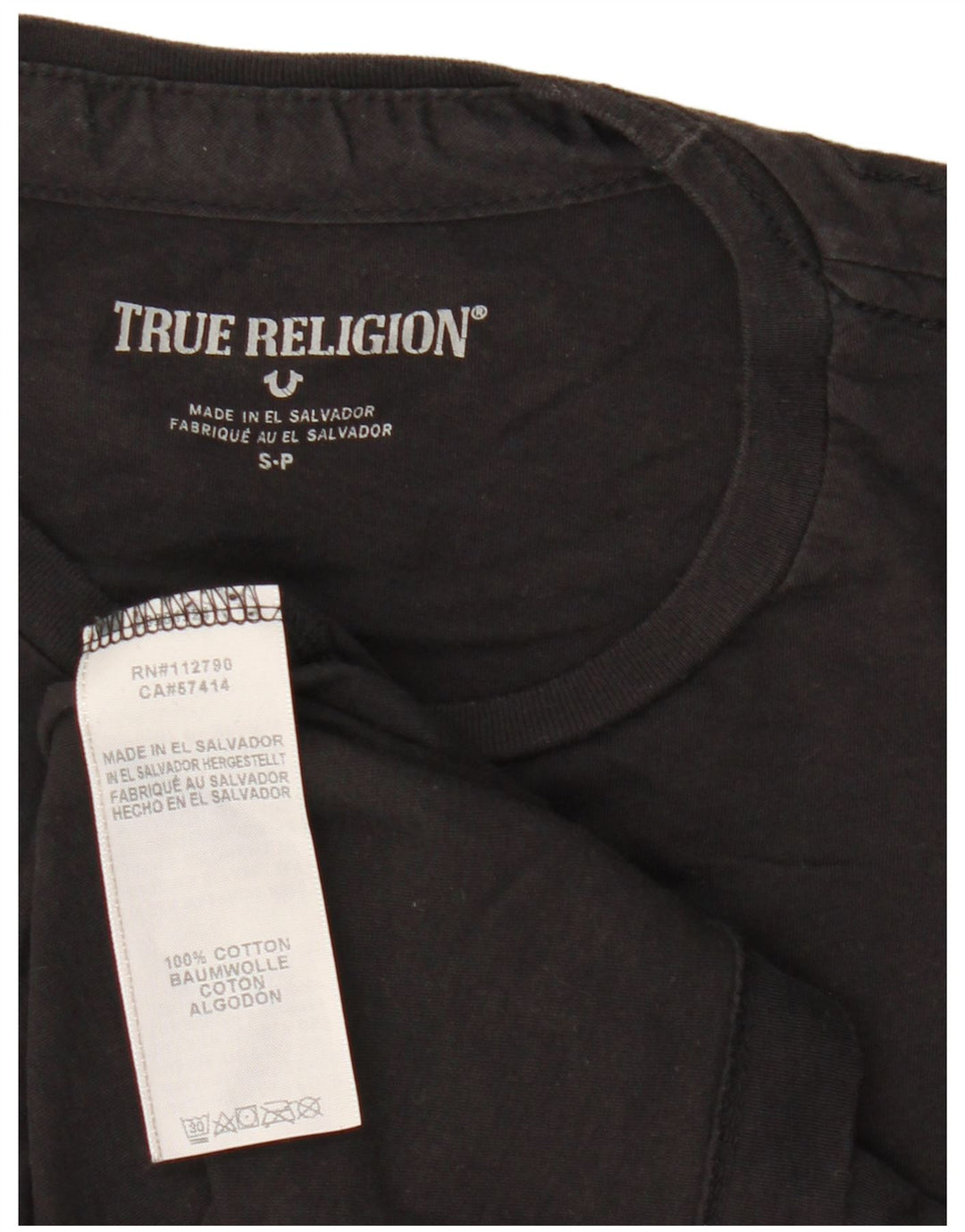 T-shirt grafica da uomo True Religion Top piccola in cotone nero