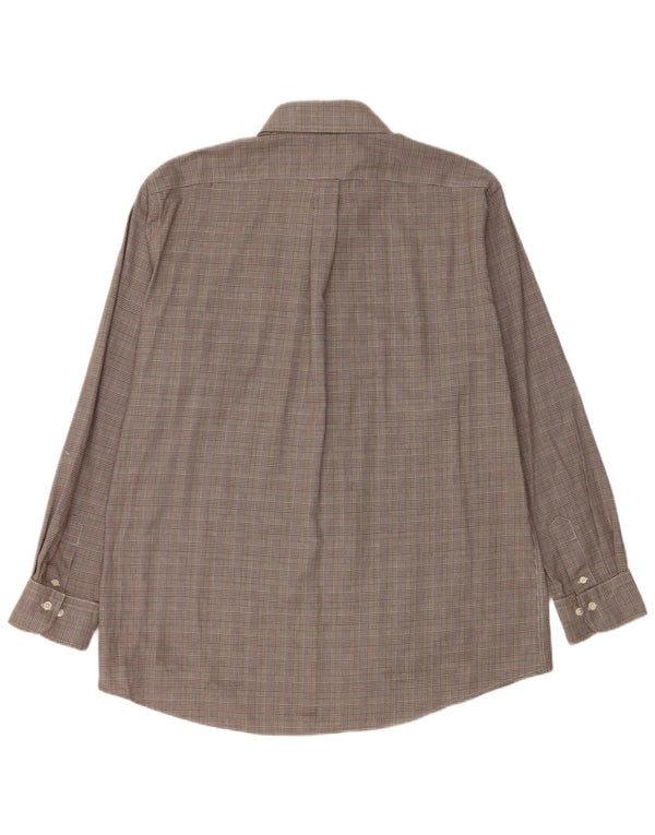 Camicia aderente da uomo Ralph Lauren taglia 17 43 XL pied de poule marrone