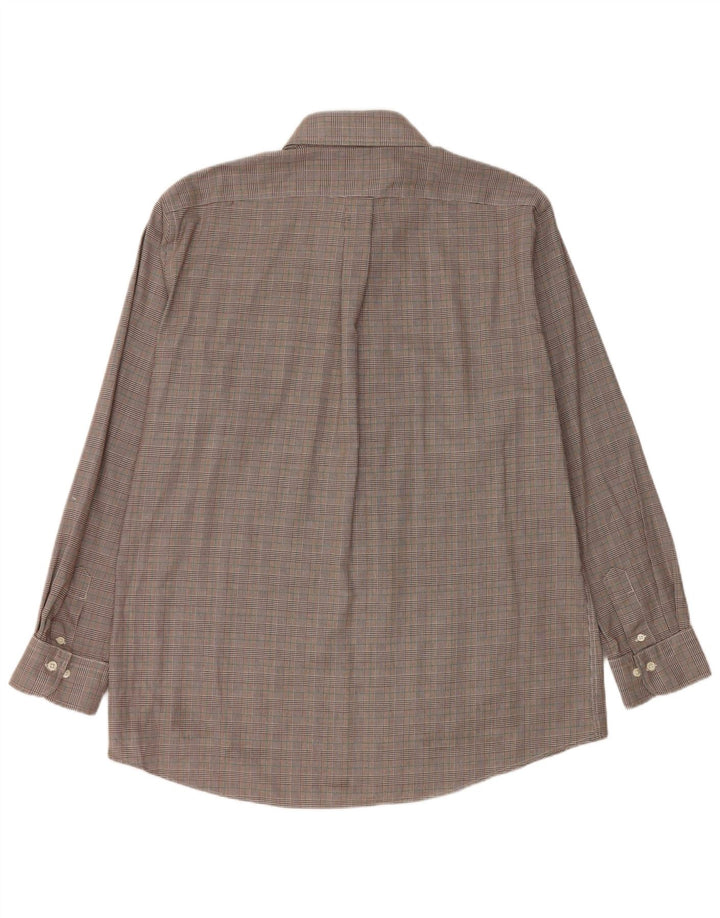 Camicia aderente da uomo Ralph Lauren taglia 17 43 XL pied de poule marrone